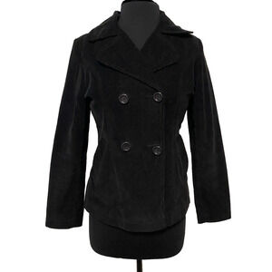 Wills Sport Womens Dark Peacoat Size Medium Black Corduroy 100% Cotton Jacket